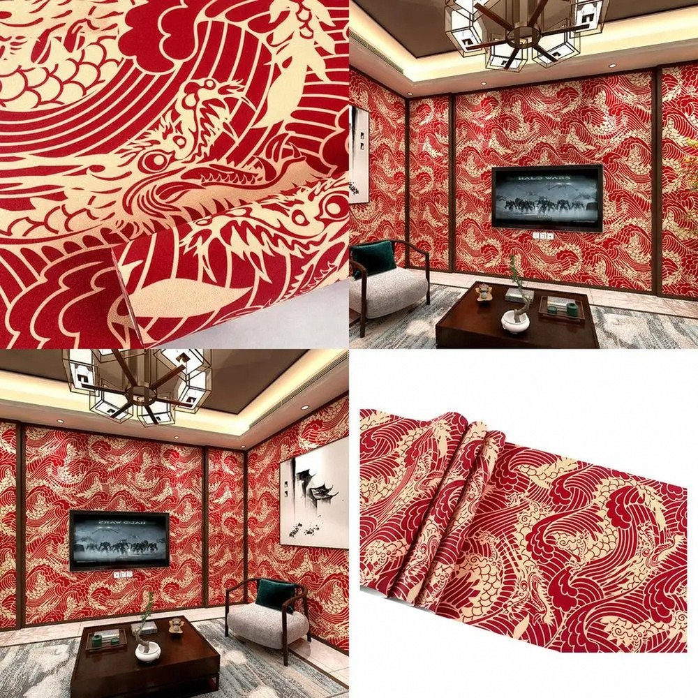 New Chinese Retro Wallpaper Classical Zen Design for Restaurant Hotel Private