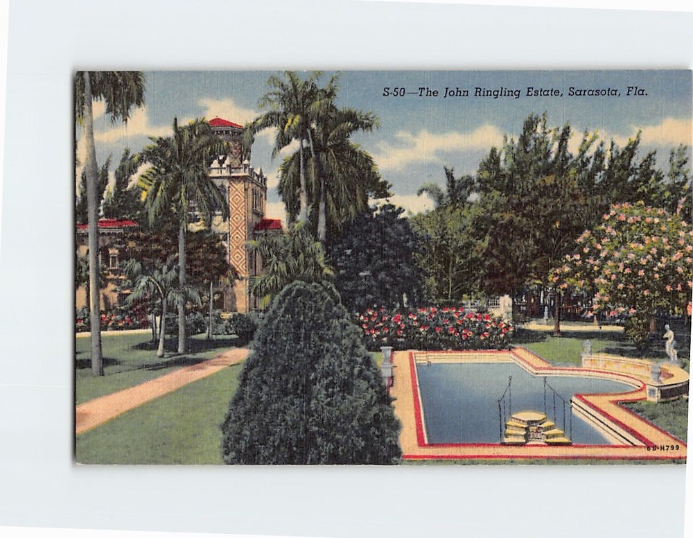 Postcard The John Ringling Estate Sarasota Florida USA