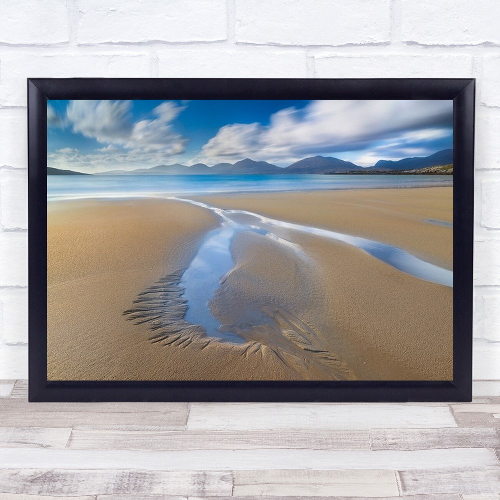 Настенная художественная гравюра Luskentyre Beach Sea Ocean Stream Sand Coastal Shore