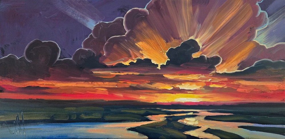 Expressive Art Large Impressionism Cloud Painting Signed Original Hawkins Sky