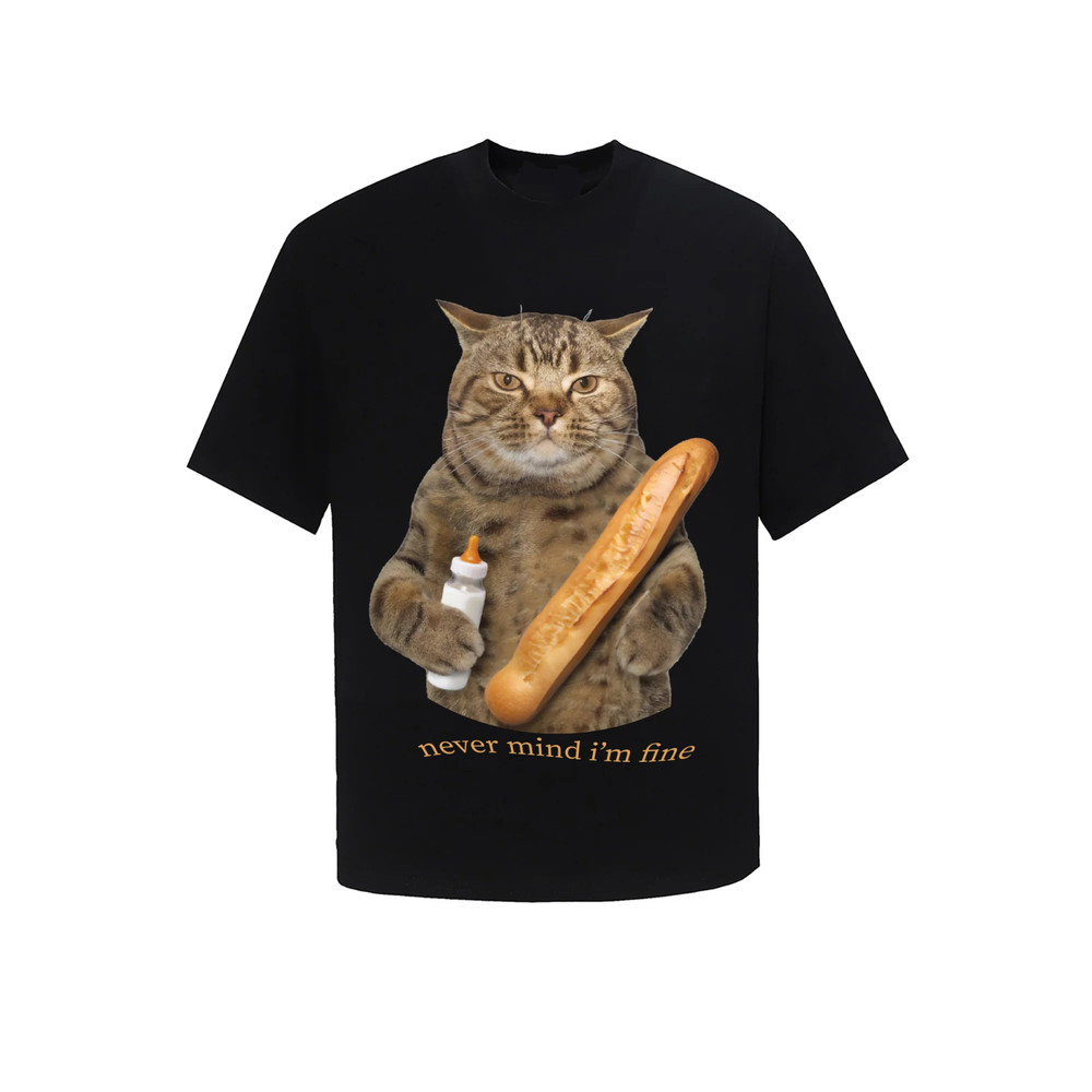 Funny Cat Graphic T-Shirt Cute Meme Tee Cotton Casual Unisex S-3XL