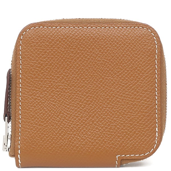 Hermes Coin Case Azap Silk In Mini Compact Veau Epsom Brown Round Zipper 260974