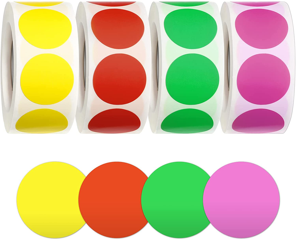 2000 Pieces Dot Stickers Colored Circle round Removable Color-Code Dots Sticker