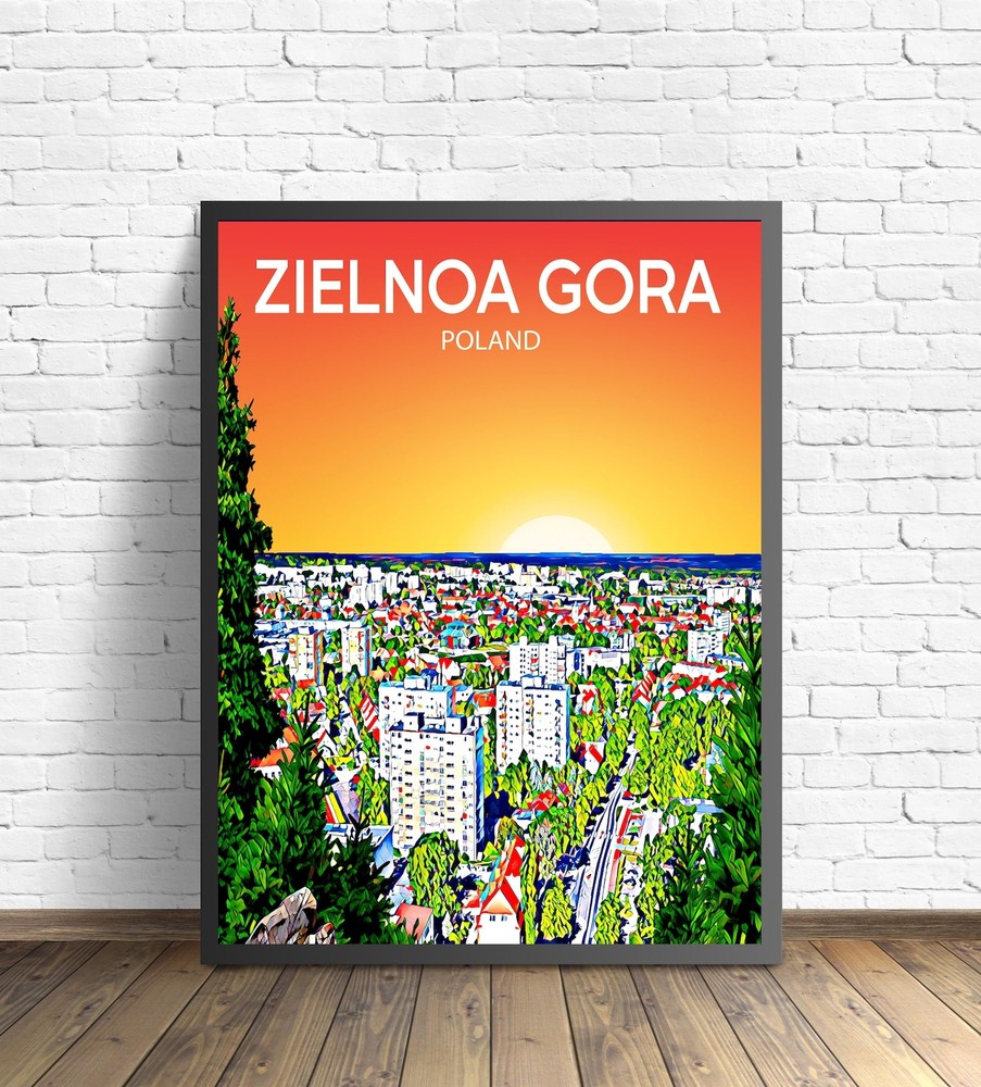 Zielnoa Gora Poland Art Poster Sunset Night Poster Art Print Zielnoa Gora City