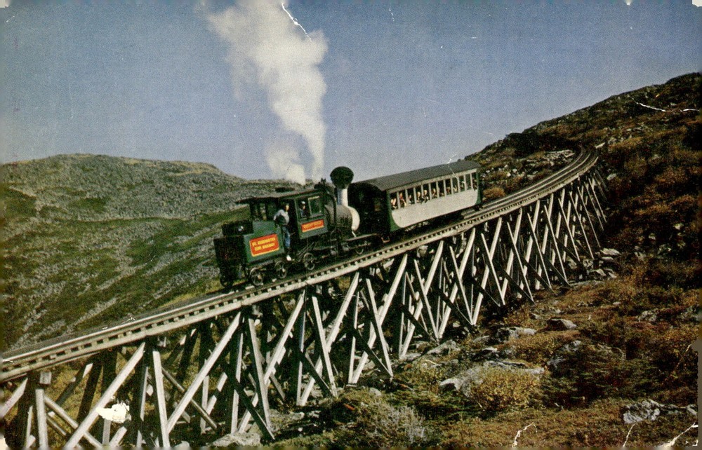 1955 Mt Washington Cog Railway White Mountains NH Kodachrome Steam Postcard