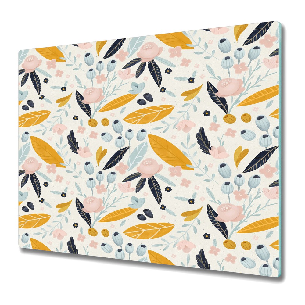 Glass Chopping Board Pastel Colourful Flowers Watercolour abstract painting