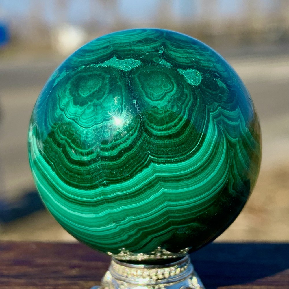 77G Natural glossy Malachite ball transparent cluster rough mineral sample