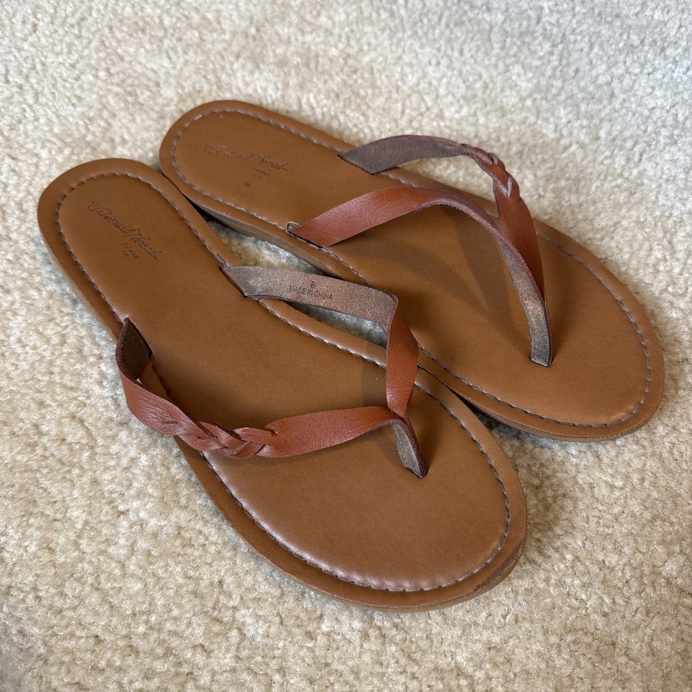 Universal Thread Women’s Sandals – Size 8, Brown Braided Straps, Flip Flop