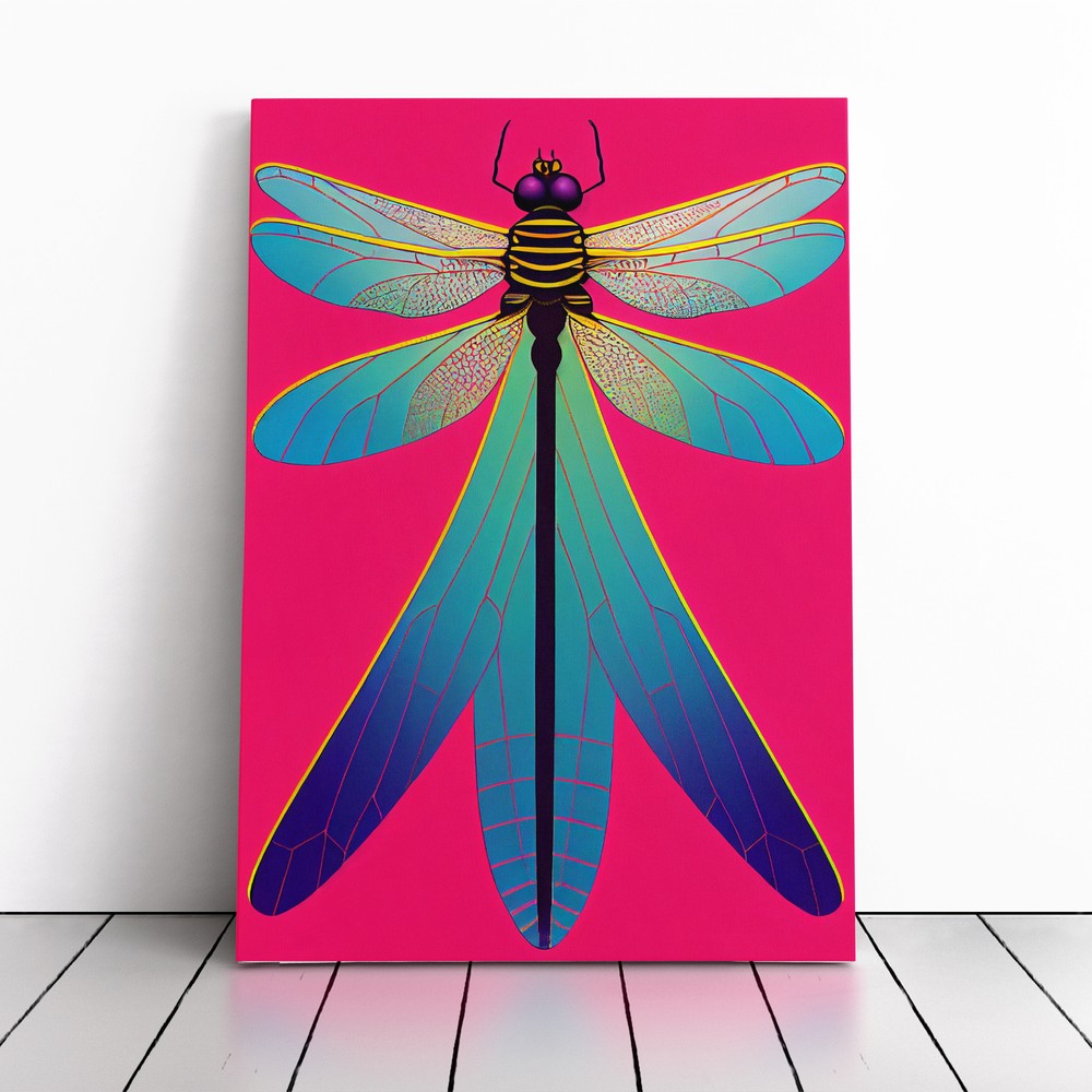 Dragonfly Pop Art Canvas Wall Art Print Framed Picture Decor Living Room Bedroom