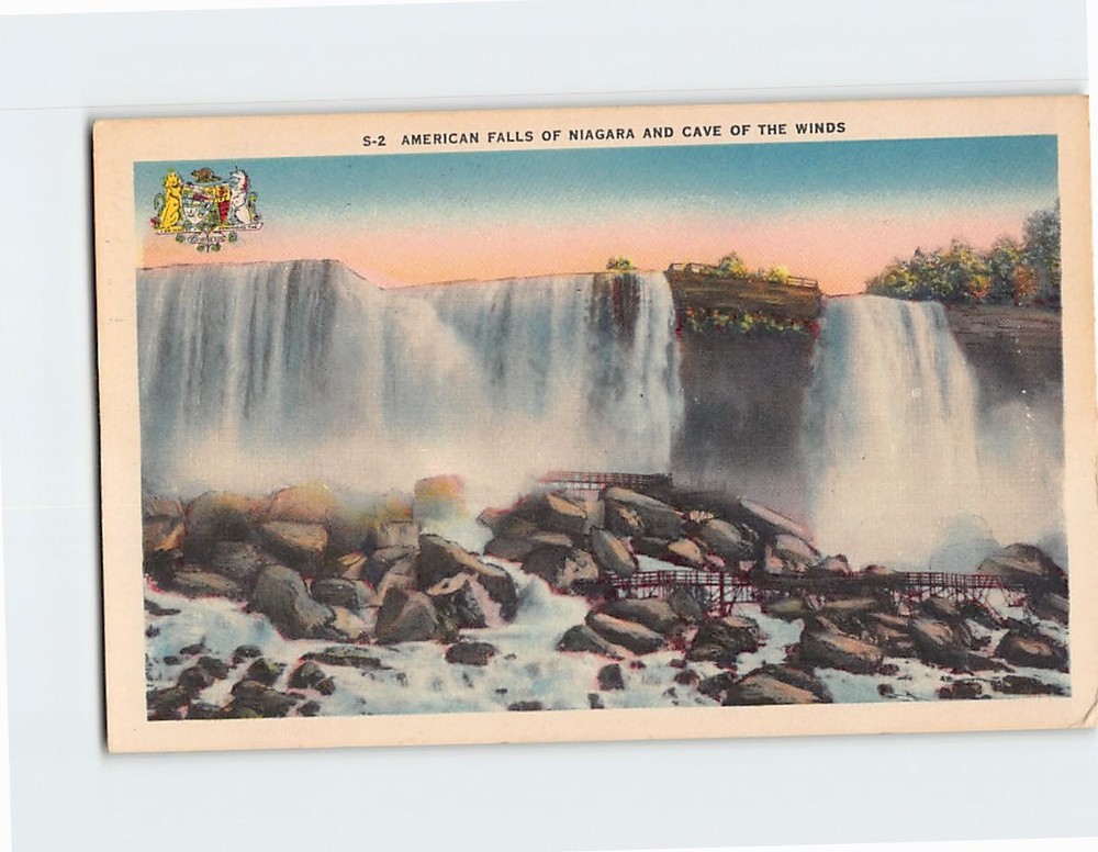 Postcard Cave of the Winds & American Falls Niagara Falls NY USA