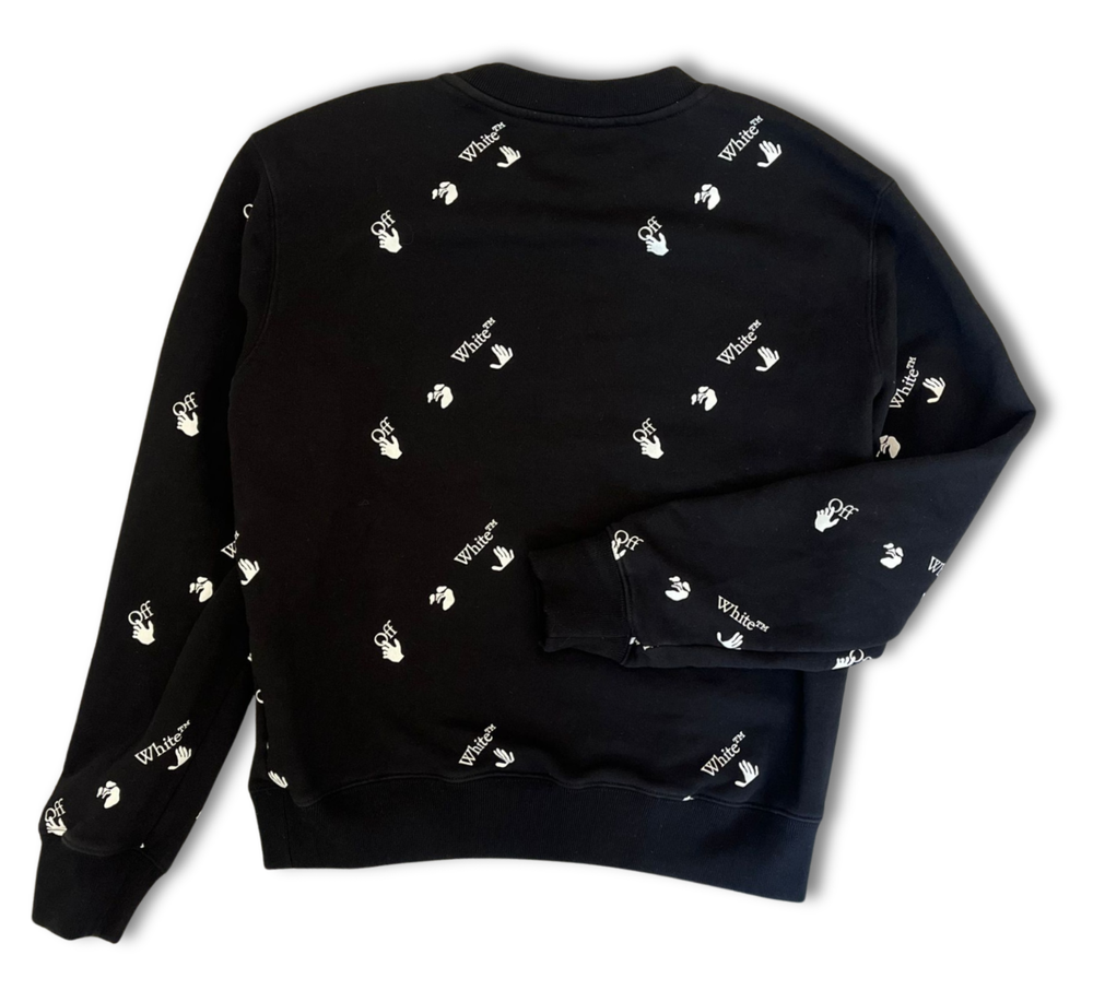 Off-White OMBA025R21FLE009 Long Sleeve Shirt Size M Black White Hand Logo Rare