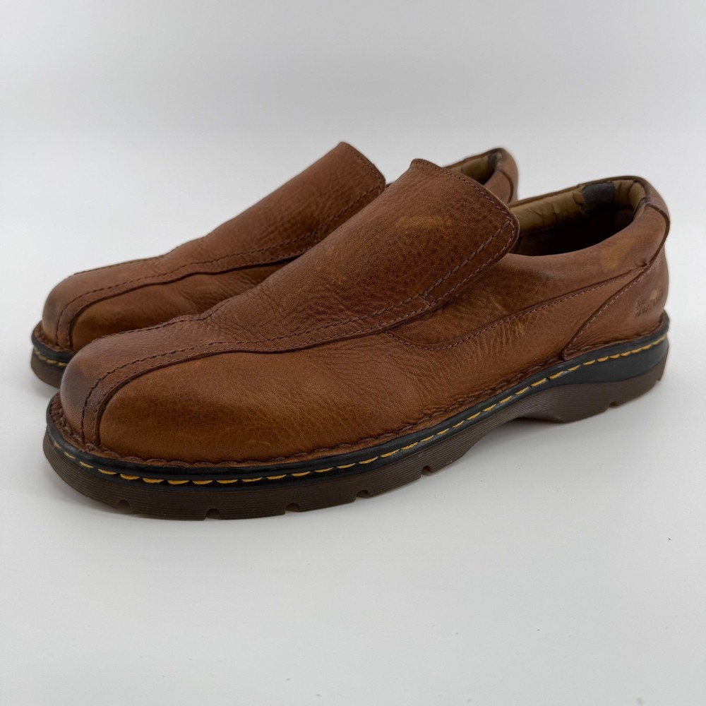 Dr Martens Tevin Brown Leather Slip On Loafers Shoes Mens Size 13 Flaws