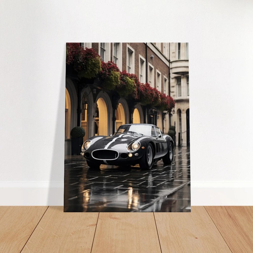 Iconic Black Classic Vintage Car on Street Wall Art Canvas Unframed Print Art