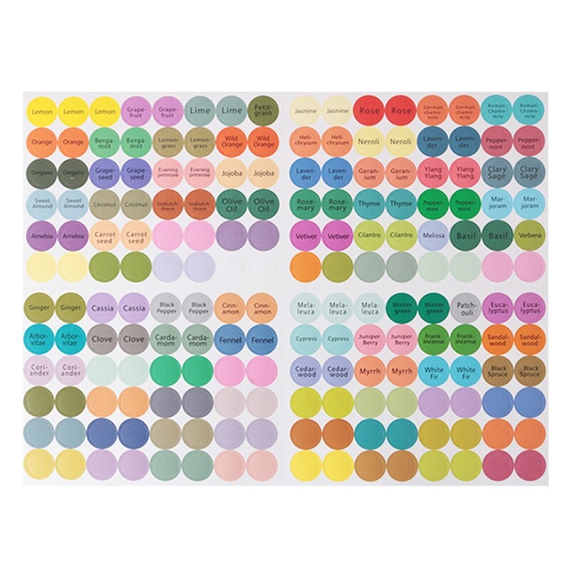 192pcs Colorful Essential Oil Bottle Labels - Practical Paper Stickers