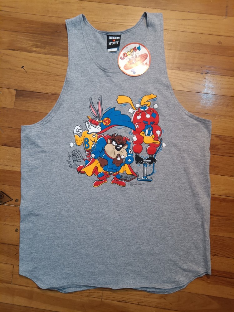 Vintage 90s Looney Tunes Superhero Graphic Tank Top Mens XL NWT USA Made