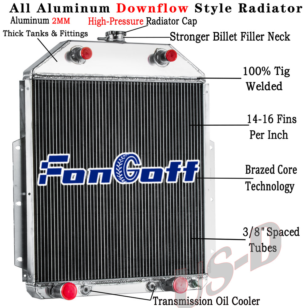 3 Row Radiator For 1942-1952 1950 Ford F1 F2 F3 F4 3/4 Ton Pickup 3.5L 3.7L AT
