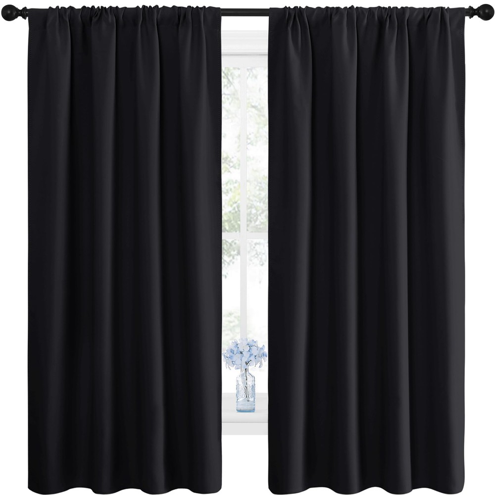 Halloween Blackout Thermal Insulated Solid Black Window Curtain Blinds