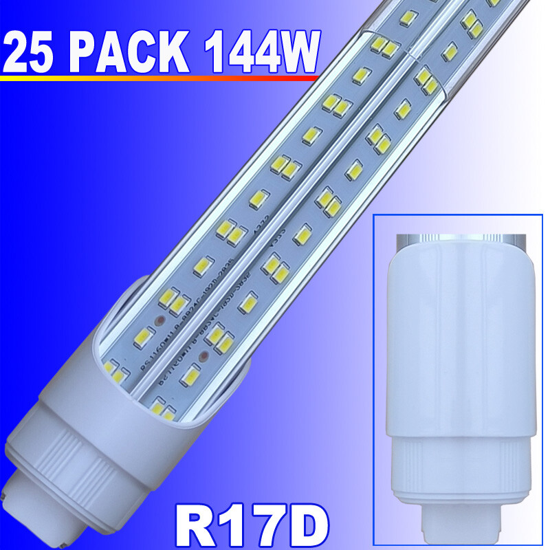 2 Pin R17D T8 8Ft LED Tube Light HO 144W 8Ft Led Shop Light Bulbs 6500K 18000lm
