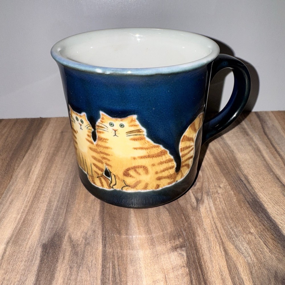 Vintage Otagiri Japan Orange Tabby Cat Coffee Mug Kitty Gibson Greetings Blue