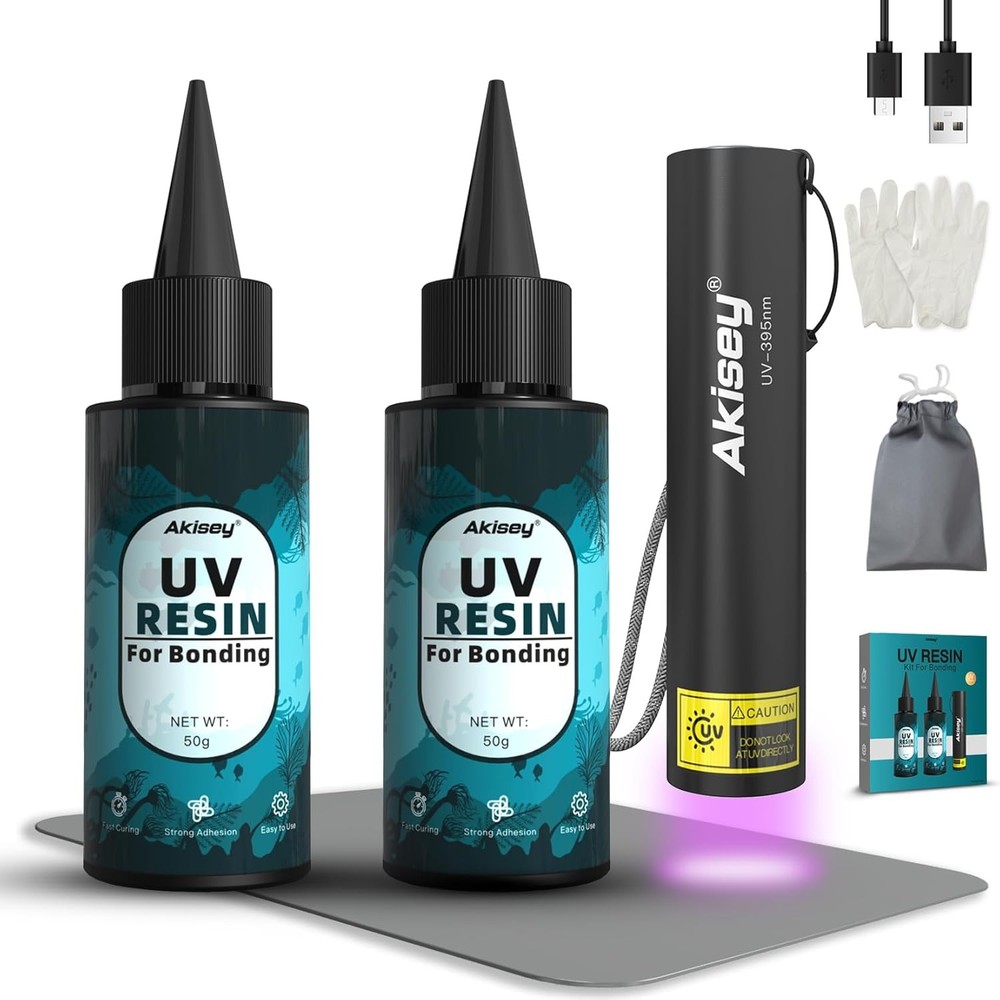 100g UV Resin Kit with Rechargeable 395NM UV Flashlight for Crafts and DIY Projects
