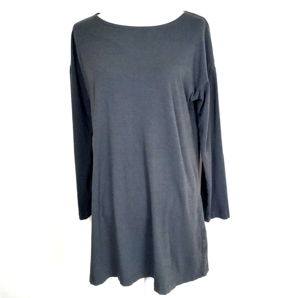 Bryn Walker Tunic Top Med Dark Gray Bamboo Organic Cotton Lagenlook Minimalist