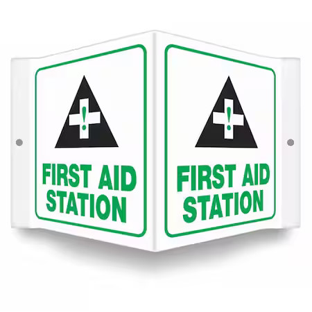 Condor 480Y37 First Aid Station, 8 1/2 In W X 6 In H, V-Shape Projection, Petg,Free Shipping on orders over $75