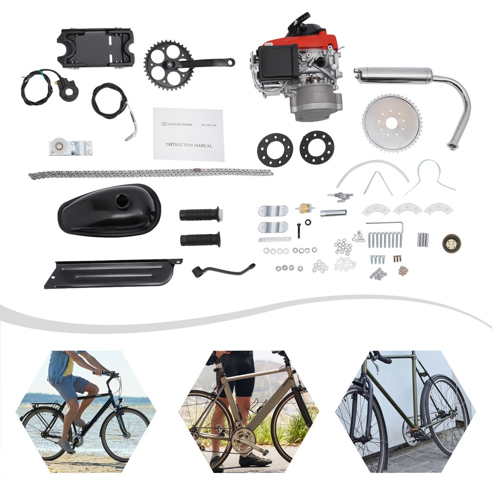 4 Stroke 53CC Gas Petrol Motorized Bicycle Engine Motor Kit Chain Drive