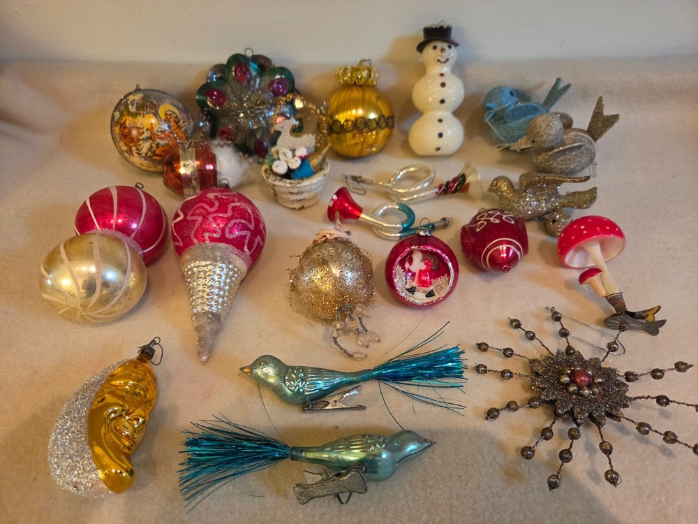 Vintage West Germany/Japan/Italy Christmas Ornament Lot